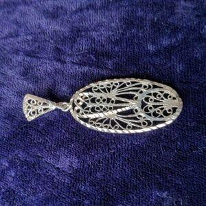 Vintage 925 sterling silver handmade filigree Art Nouveau (?) pendant